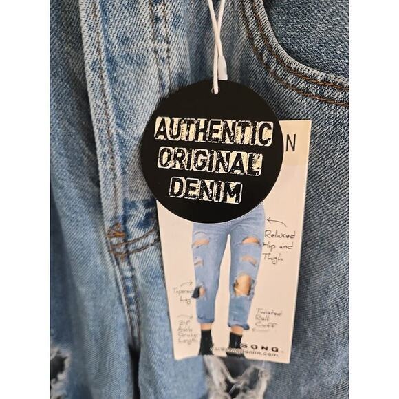 SONG Classic Mom Blue Jeans with Holes size 5,27 24 inseam - Picture 3 of 12